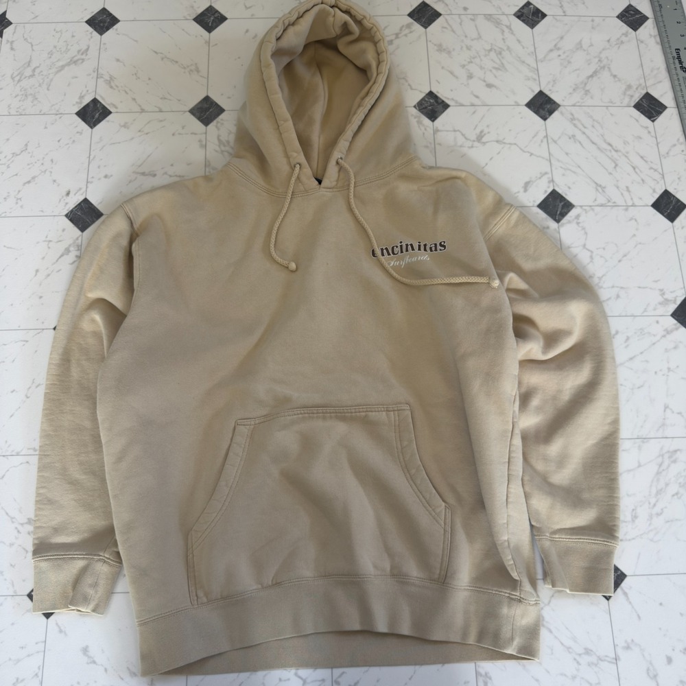 Encinitas Surfboards Pullover Hoodie Men's Large Sand Tan Surf Coastal Fleece